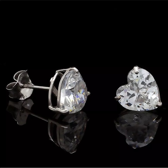2Ct Created Diamond  Earrings 14K White Gold - Picture 2 of 2